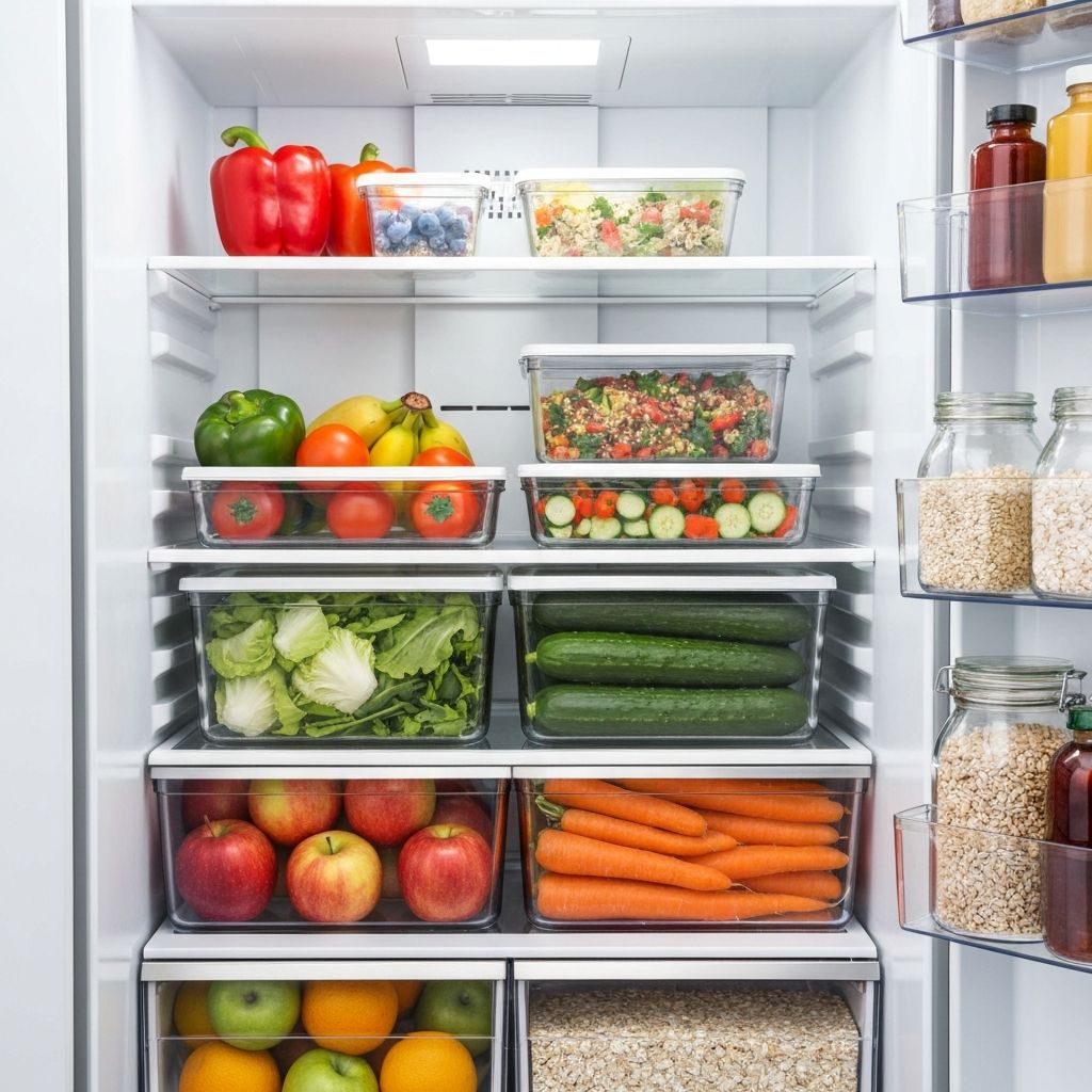 Heladera organizada con meal prep